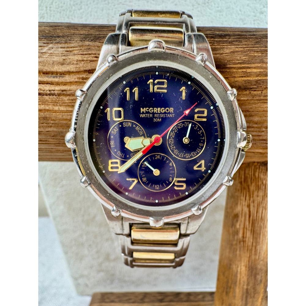 McGregor LMP1001 Mens Two‎ Tone Blue Dial Multi Function Chronograph Watch Japan